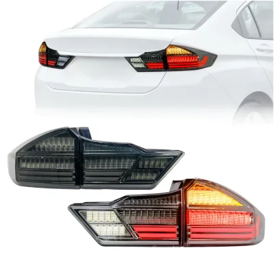 Car LED Rear Taillights Smoke Clear Lens Running Stop Reverse Light Replacement Parts For Honda City 4Th Gen