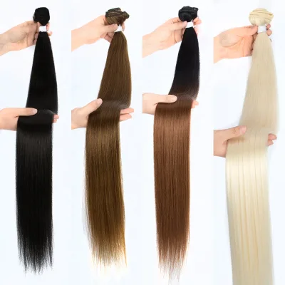 High Quality Synthetic Hand Feel Super Soft Smooth No Tangle No Shedding Hair Bundles With Closure Synthetic Hair Extension