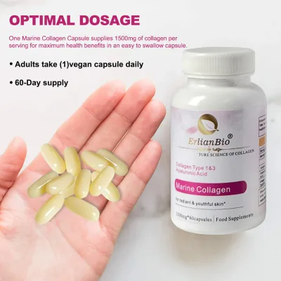 Wholesale Marine Collagen Capsules 1500mg with Collagen Type 1 & 3 Radiant Youthful Skin 60 Caps