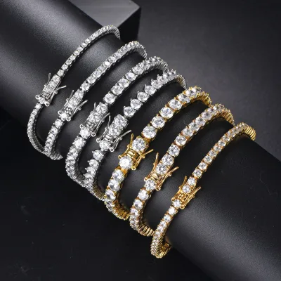 TennisChain European and American Jewelry 2-6MM Tennis Chain Fashion Men and Women Hip Hop Zircon Bracelet High Sense Gift