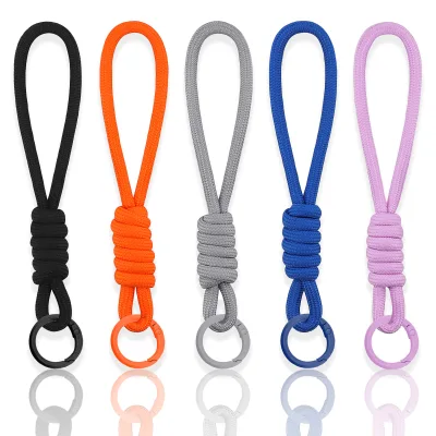 Shuomi Best Sale Nylon Mesh Lanyard Soft Fluorescent Braid Rope Phone Case Hanging Cord Keychain Bag Pendant