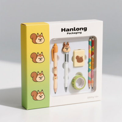 Wholesale Ready to School  Supplies Box with Window Erasers Pencils  Boxes Customize logo School Supplies Package
