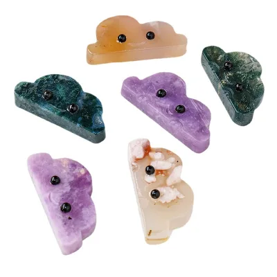 Lovely Natural Lepidolite Agate Cloud Carvings 5-6cm Engraved Crystal Cloud Home Decor Gemstone Healing Crafts Natural Source