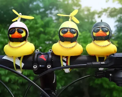 Promotional Toys Customized logo High-quality Yellow Little Duck Shape Bike Lights Bell Children Cycling Rubber Duck Toys