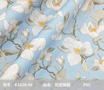 0.8MM Stock Printed Florals PVC Artificial Leather Abrasion-Resistant Bag Fabric Matte Brushed Bottom Home Pattern K1626