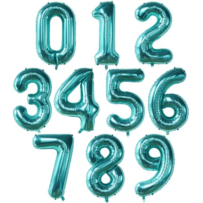 New Color Lake Blue Balloon 40 Inch Number Aluminum Film Balloons Digital for Party Decoration