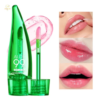 Wholesale Bulk Thermochromic Aloe Vera Lip Gloss Warm Moisturizing Lip Tint Aloe Vera Color Changing Lip Oil