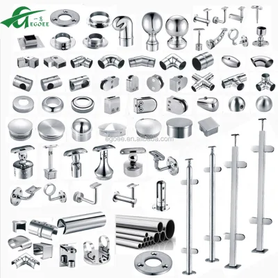 Stainless Steel Modern Hotel Balustrade Accessories & Custom Glass Railing Handrails Mirror Polish Finish Easy DIY Installation
