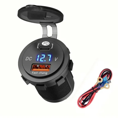 12V-30V Smart LED Display Car Charger QC3.0+PD Type-C - Dual Port Fast Charging Adapter for 12V/24V Vehicles