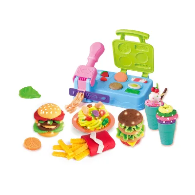 DIY Clay Toys Delicious Ice Cream Hamburger Food Play Dough Modeling Kit
