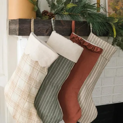 Personalized Canvas Home Decoration Christmas Stocking Holiday Gift Lace Cuffs Christmas Stocking