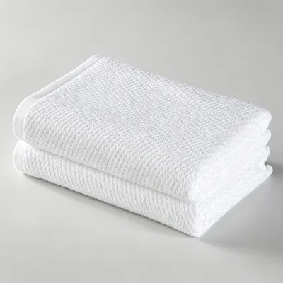 Premium Egyptian Cotton Waffle Weave Hotel Towels, Quick Dry Absorbent Solid White Bath Towel Set
