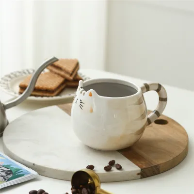 Hand Painted New Style Cat Shaped Ceramic Cup Creative 3D Porcelain Funny Coffee Mugs Custom Cute Cat Design