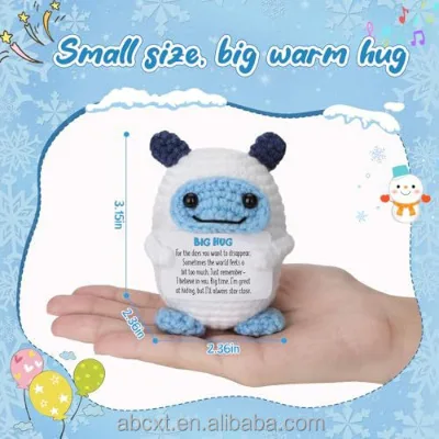 Crocheted Cartoon Robot Dolls Hand Woven Products Gift Blue and White Decoration