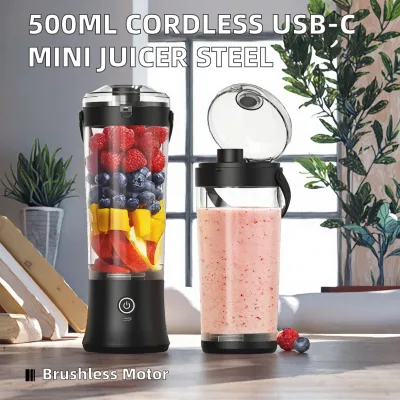 New Portable Mini Blender High Power USB Rechargeable Electric Juicer Cup Self-Cleaning Car Office Home Stainless Steel Smoothie