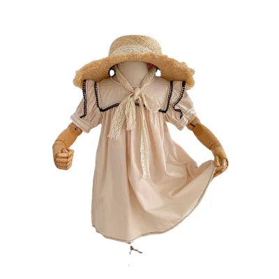 Summer Boutique Kids Clothing Store High Quality Child Outdoor Casual Dress Toddler Baby Girl Fashion Lace Sweet Farm Dresses