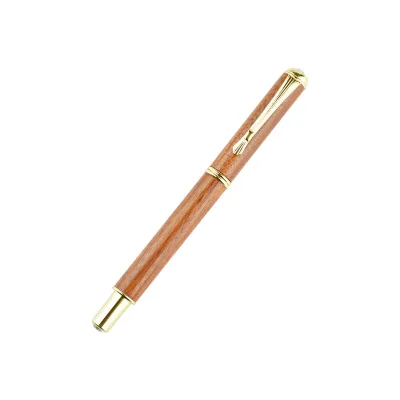 Unique Wooden Fountain Pen with Brass Accents Elegant Design for Student&Businessman