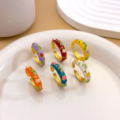 Best-selling Chinese Bellflower Copper Gold Plated Trendy European Style Wedding Engagement Anniversary Rings for Women