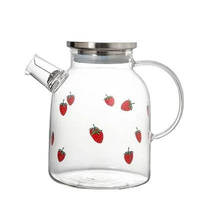 High Borosilicate Clear Glass Water Tea Pot with Handle and Lid