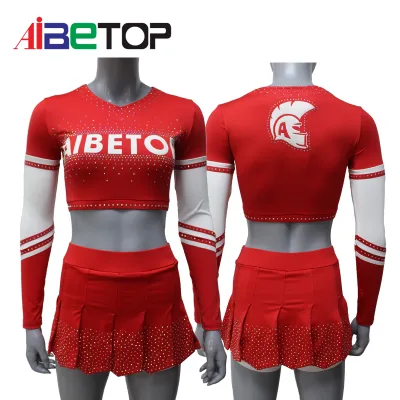 High Quality Custom Cheer Outfit Heat Transfer Red and White Cheerleading Uniform for Adult Females Stylish Perfomance Dress