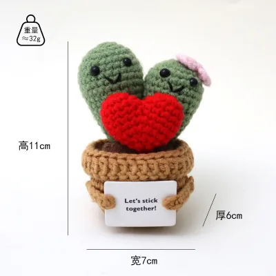 Love Bonsai Handmade Crochet Doll Cactus Positive Energy Potato Decoration for Weddings Graduations-Wholesale Options Available