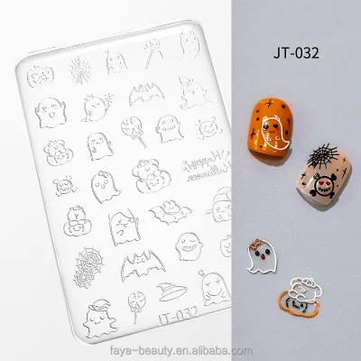 Custom Logo Durable Reusable Halloween Ghost Skull Pattern Silicone Molds 3d Gel Nail Art Sculpting Moulding Tools