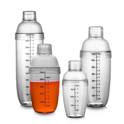 Premium Acrylic bar Tools 26oz Bpa Free clear Plastic Custom Cocktail Shakers with Measurement