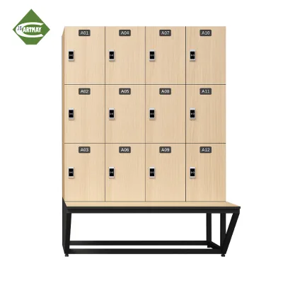 Size Customized Gym Locker with 4 Stacks School Wood Lockers with Digital Combination Locks