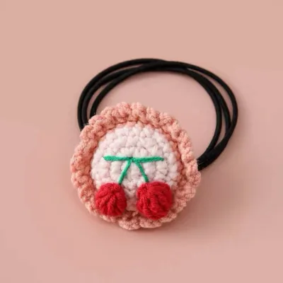 Themed Hair Accessory Elastic Hair Band with 3D Cherry Design Sweet Fashionable Hair Rope for Kids Girls Children's Day Gift