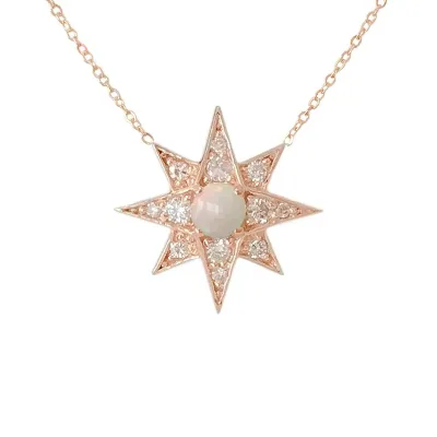 Sweet 925 Sterling Sliver Necklace Natural Opal Jewelry Flower Shape Pendant Clover Opal Necklace