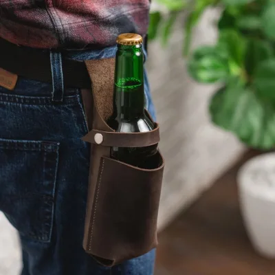 Waist Hanging Leather Beer Can Holder Portable Outdoor Soda Bottle Sleeve Insulated Tumbler Cover Drink Storage Waist Pouch