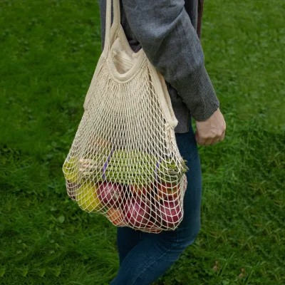 Wholesale Fashion Mesh Cotton Beach Tote Bag Shopping Tote Net Rattan Tote Bag With Handle