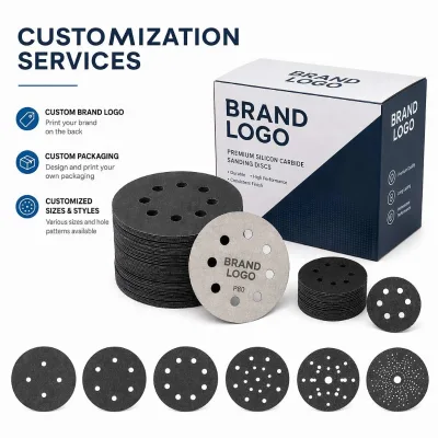 115mm Abrasive Tools OEM ODM Service Industrial Grade Silicone Carbide Black Hook and Loop Round Sanding Disc