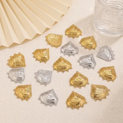 Dina Vintage Wavy Shell 5 Hole Connector Charms Stainless Steel DIY Necklace Earring Jewelry Accessories Wholesale