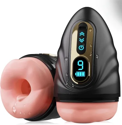 Male Masturbator Penis Trainer Adult Toys Mouth-Wrapped Men's Sex Toy with Heating Rod, LCD Sex Machine Adult Sex Toys & Games
