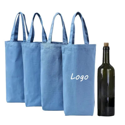 Wholesale Colored 1 Bottle Canvas Wine Bag Reusable Champagne Wine Canvas Gift Bag Eco Wine Bottle Canvas Bag