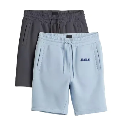Heavyweight Men's French Terry Sports Casual Shorts Plain Color Elastic Waistband Shorts Drawstring