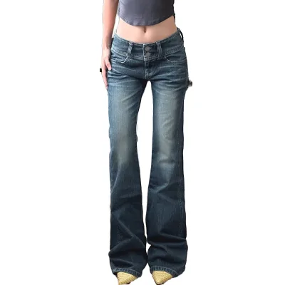 100%cotton Vintage Streetwear Cleanfit Monkey Wash Cleanfit Monkey Wash Customized logo Flared-leg Denim Trousers Women's Jeans