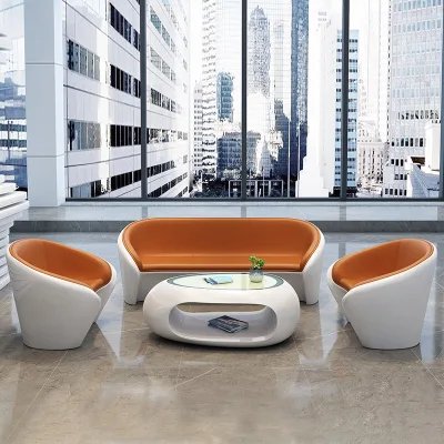 BSF11 Office Sofa Durable Modern Designs Fiberglass Italian Style Office Furniture 1+1+3 Leather Sofa Set for Beauty Salon