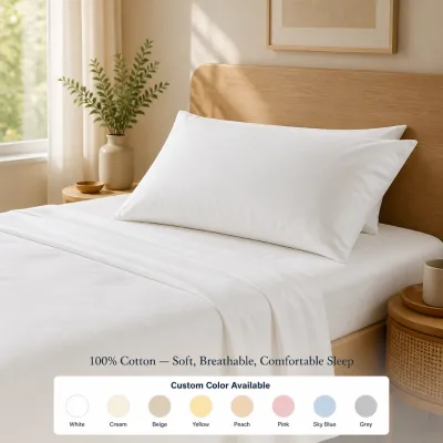US Size Flat Sheet Set 100% Cotton Bed Sheet Set 200TC Home Hotel Bedding Cotton Set 40S 4pcs Drop Shipping Bedding Set