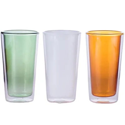 Classical Colored 250ml Borosilicate Double Wall Glass Cup