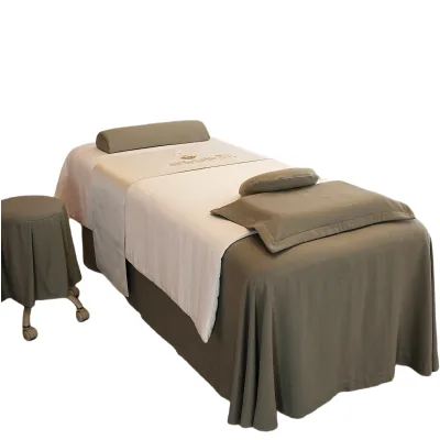 Olive Green Polyester Washable Protector Cover Set Quick Dry SPA Massage Bed Covers Salon Beauty Bed Cover Massage Therapy