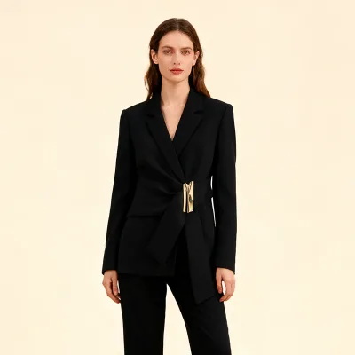 2026 New Spring European American Women Blazer with Unique Design, Elegant Commute High-End Style Outerwear Custom OEM ODM