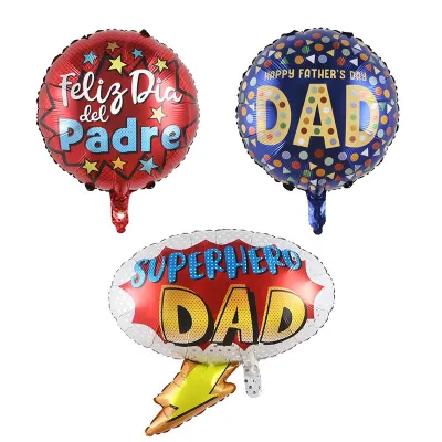 New Arrivals Father's Day Balloon Superhero Dad Happy Father's Day Spanish Feliz Dia Padre Aluminum Film Balloon
