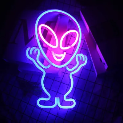 Indoor Custom Multi-Color LED Neon Sign Alien with Animation for Home Companies Buildings & Shops Decoration Advertising Acrylic