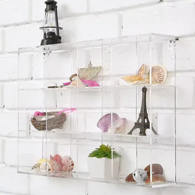 Custom Wall Mounted Clear Acrylic 12 Open Compartment Organizer Rack