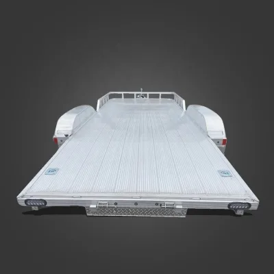 2 Axles Flatbed Aluminum Trailer with Galvanized Flooring for Pickup Trucks Steel Material Hot Dipped Galvanized Surface Finish