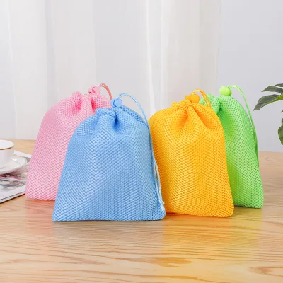 Wholesale Durable Custom Colorful Sandwich Mesh Bag Polyester Mesh Drawstring Pouch Bag for Storage