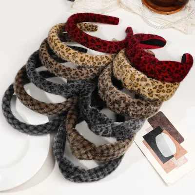 Wholesale Leopard-print Knotted Headband Elastic Retro Sponge Padded Hairband High Quality Colorful Women's Hair Accessories