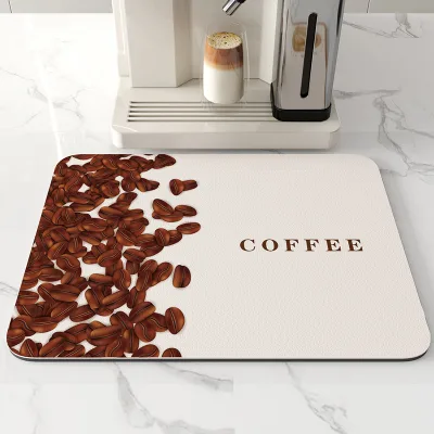 Hide Stain Absorbent Drying Mat With Waterproof Rubber Backing Fit Under Coffee Maker Coffee Bar Mat